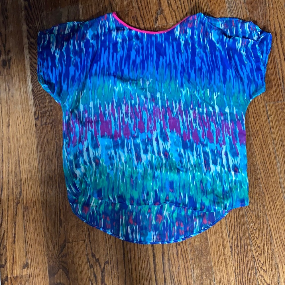 Express sheer cold shoulder top with exposed zip